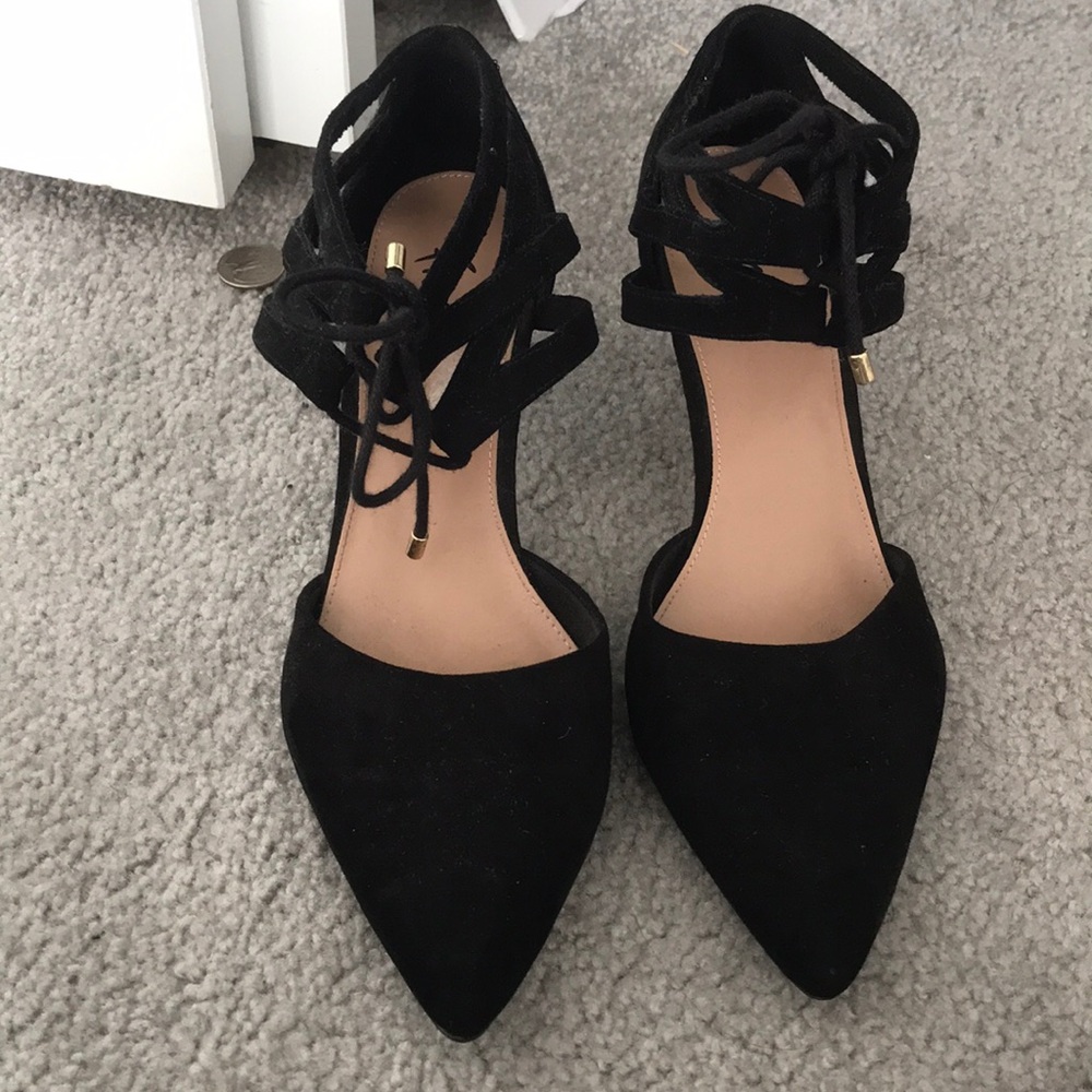 Black Lace Up High Heels